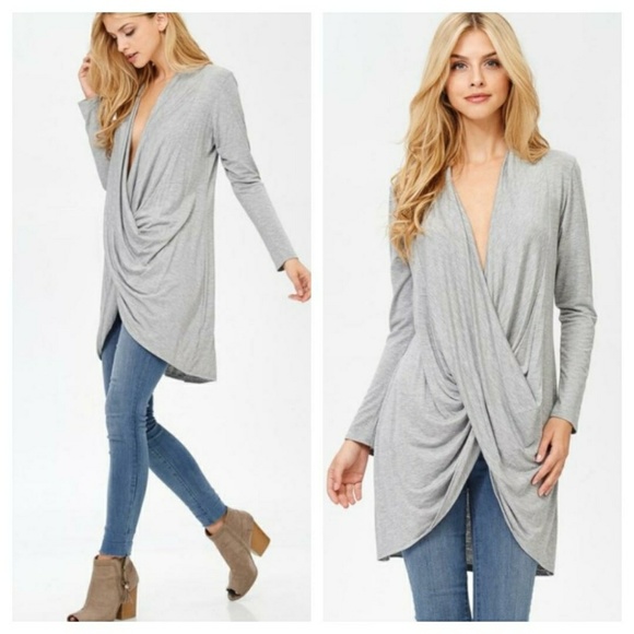 Tops - ☄Heather Gray Twist Front
